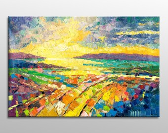 Large Abstract Landscape Painting, Oil Paintings, Abstract Canvas Painting, Living Room Wall Decor, Abstract Wall Art, Abstract Painting