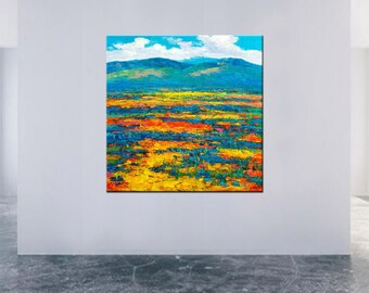 Bring Nature Inside with Spring Mountain Fields Canvas Art by George Miller - Original, Contemporary, Handmade, and Ready to Hang!