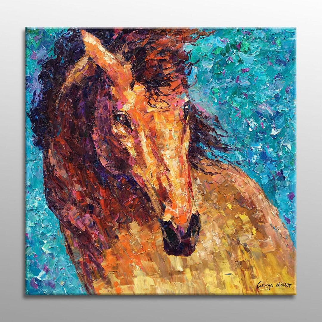 Horse Wall Art: Original Abstract Painting | Canvas Decor | 36x36 ...