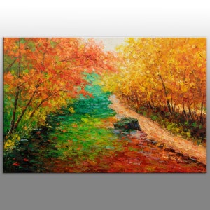 Large Oil Painting, Canvas Art, Original Art, Modern Painting, Oil Painting Landscape, Abstract Oil Painting, Autumn White Birch Forest