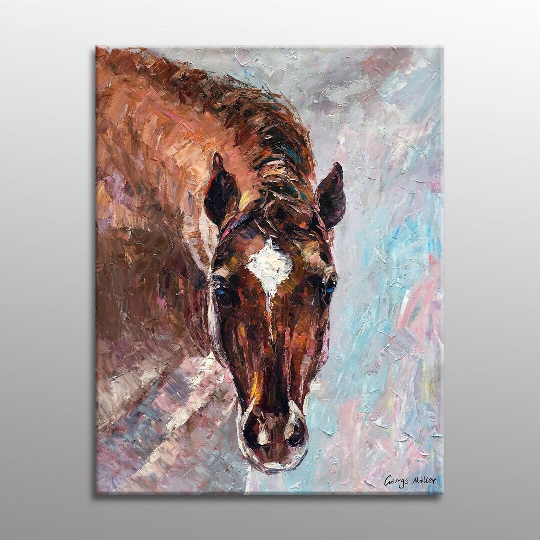 Large Horse Art Painting Modern Abstract Oil Living Room Etsy