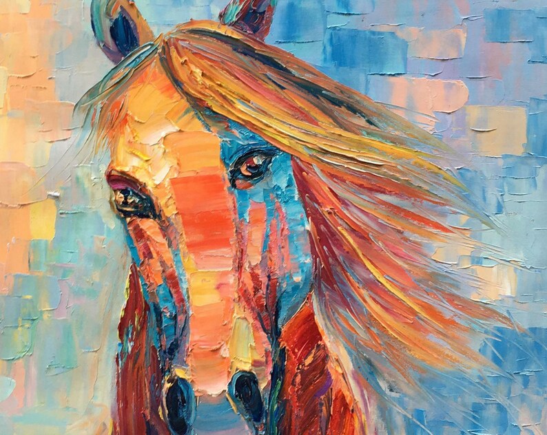 Large Art Horses Abstract Art Master Bedroom Decor Etsy