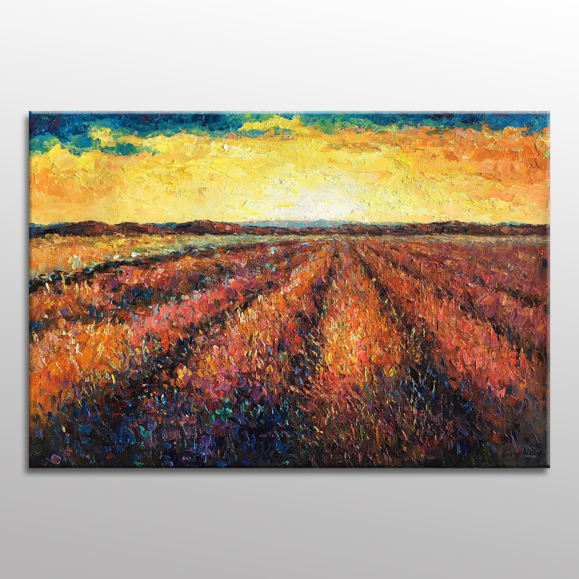 Landscape Oil Painting Large Wall Art Painting Lavender Etsy