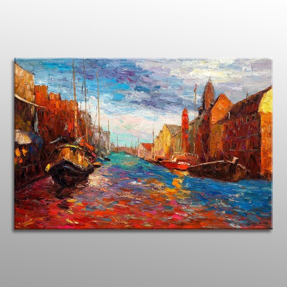 Pittura Ad Olio Di Venezia Italiana Gondola Tavolozza Etsy