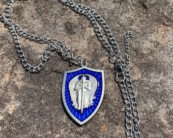 St Michael 3D Pendant Shield Protect Me, Patron Saint for Law Enforcement