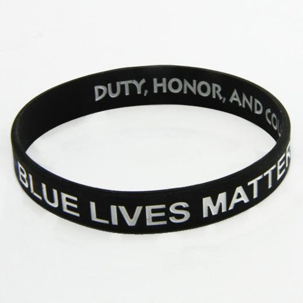 100 pack Police Week  | Blue Lives Matter Duty Honor and Courage Thin Blue Line  Wristbands.- 100 Bands.