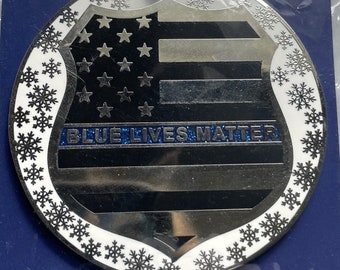 Blue Lives Matter Thin Blue Line Police Officer Shield Ornament