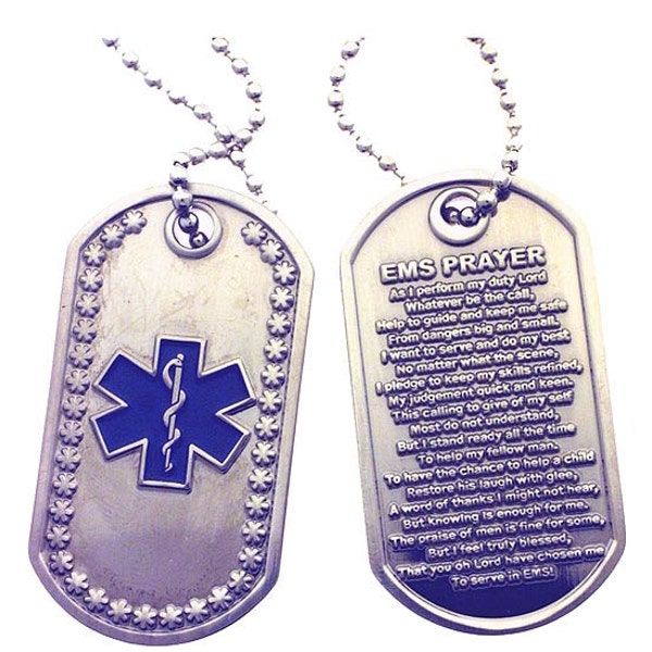 Star of Life - EMS Prayer Brushed Steel Dog Tag SKU: DT016