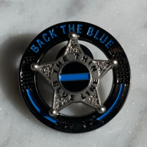 Back The Blue 5 Point Star Thin Blue Line Police Support Pin