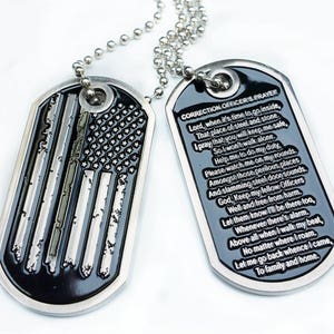 Thin Grey Line Distress American Flag Correction Officer Prayer Dog Tag SKU: DT058