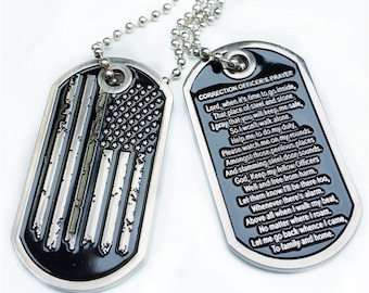 Thin Grey Line Distress American Flag Correction Officer Prayer Dog Tag SKU: DT058