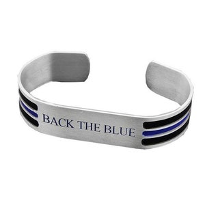 Back the Blue Thin Blue Line Metal Cuff Bracelet | 5 Pack