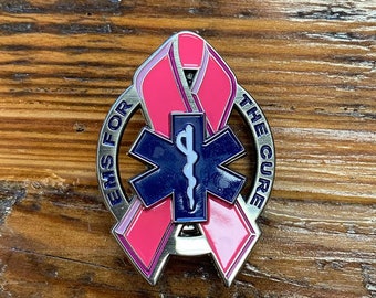 EMS For the Cure Pink Ribbon Star of Life Lapel Pin