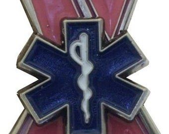 EMS For the Cure Pink Ribbon Star of Life Lapel Pin