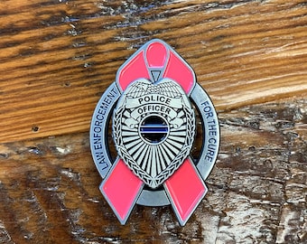 Law Enforcement For the Cure Pink Ribbon Shield Lapel Pin SKU: PI237