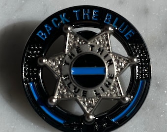 Back The Blue 7 Point Star Thin Blue Line Police Support Pin