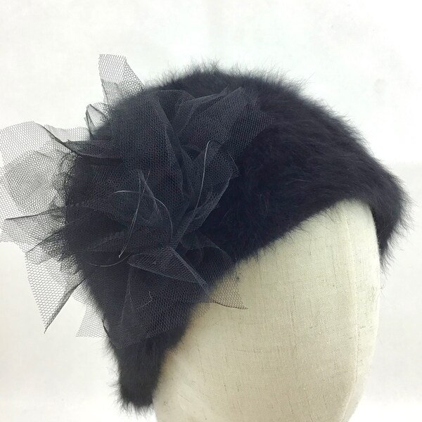 Mütze Annika - die Kuschlige-   Angora   - Farbe schwarz
