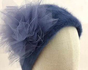 Mütze Annika - die Kuschlige - Angora - Farbe Blau