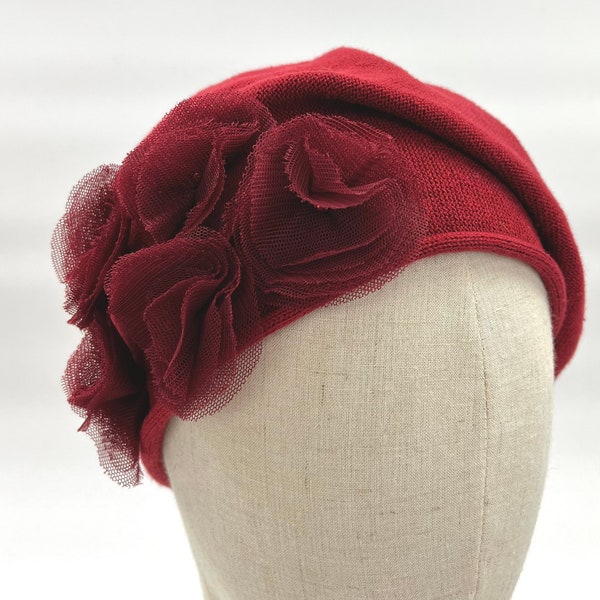 Mütze aus 100 % Baumwolle Farbe Kirsche  Modell Tessa