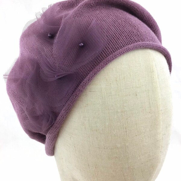 Mütze aus 100 % Baumwolle Farbe Malve  Modell Tessa
