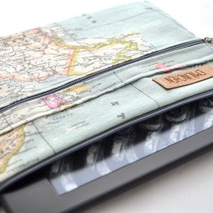 Tasche für E-Reader, Weltkartenmotiv, Kosmetiktasche, Reiseetui Bild 6