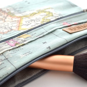 Tasche für E-Reader, Weltkartenmotiv, Kosmetiktasche, Reiseetui Bild 4