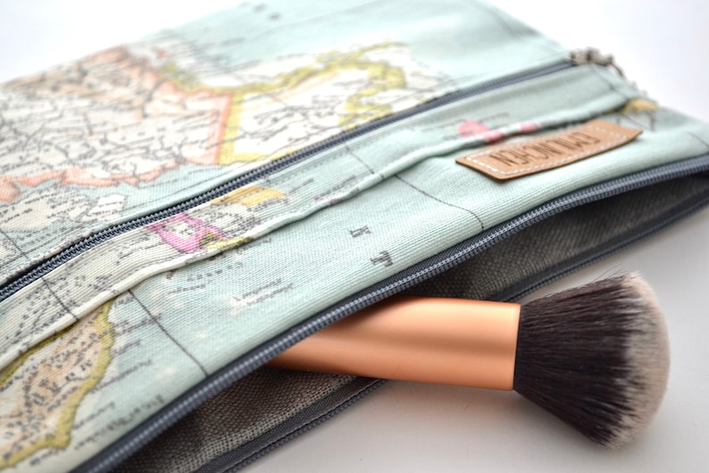 Tasche für E-Reader, Weltkartenmotiv, Kosmetiktasche, Reiseetui Bild 4