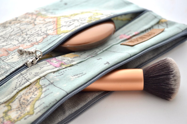 Tasche für E-Reader, Weltkartenmotiv, Kosmetiktasche, Reiseetui Bild 5