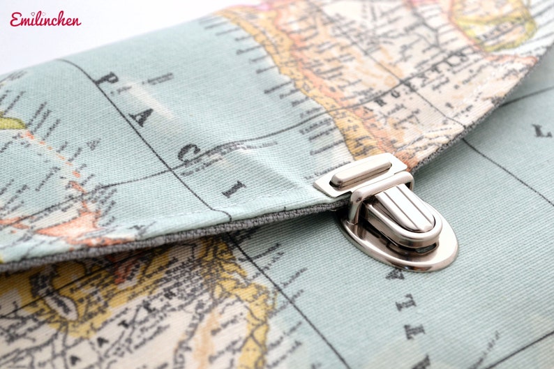 Travel case, world map motif, water repellent, with card slots image 4