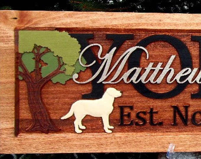 Labradors /Anniversary gift / Wedding gift / Personalized Carved Wooden Plaque / carved art