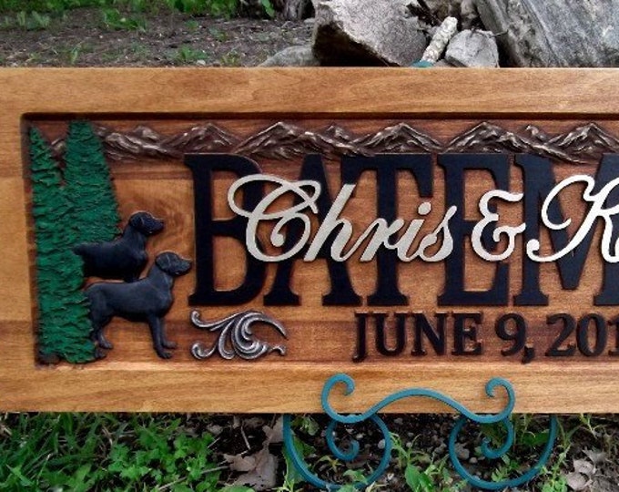 Anniversary Plaque, Rustic, labs , mountains