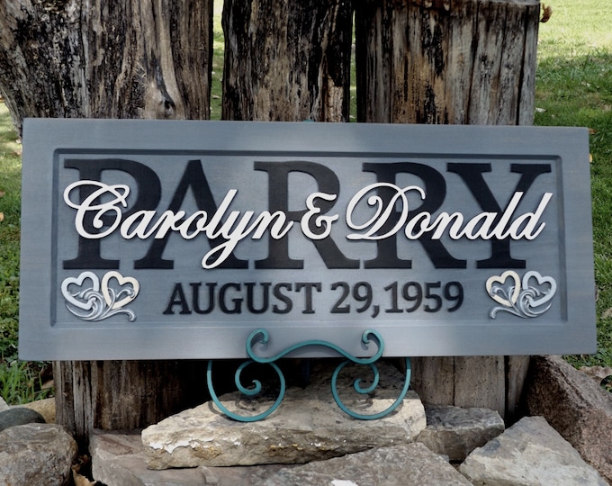 Anniversary / Wedding Plaque Weathered Grey finish