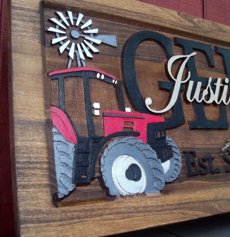 Farm Scene Red tractor Anniversary gift Wedding gift Etsy