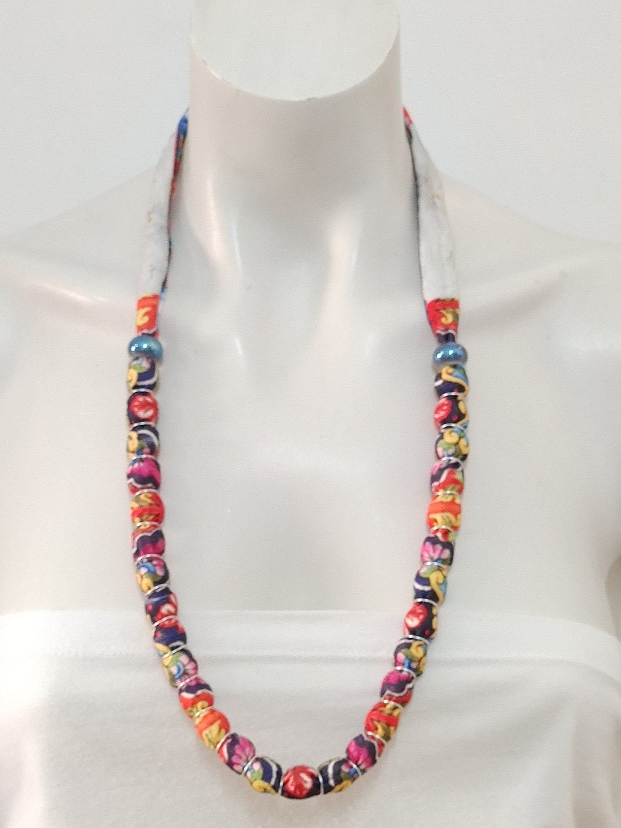 Boho Fabric Necklace Textile Floral Choker for Women Bead - Etsy