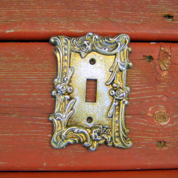 Hollywood regency decor,1960's switch cover,Vintage switch plate,home decor,rustic home,metal switch plate at Designs By Willowcreek on Etsy