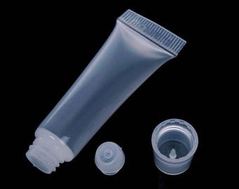 5 x Empty Transparent Lip Balm Squeeze Tubes. 10ml Clear Lipstick & Gloss Containers. Create Your Own Cosmetics, Lotions and Make-Up