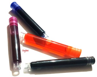 Pack of 10 Fountain Pen Ink Cartridges. Different Colours 2.6mm Refills. International Standard Size.
