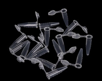 Pack of 20 Micro Plastic Test Tube Vials with Snap Cap. Tiny 0.5ml Container. Travel Size. Centrifuge, Cosmetics, Sample, Stability Test