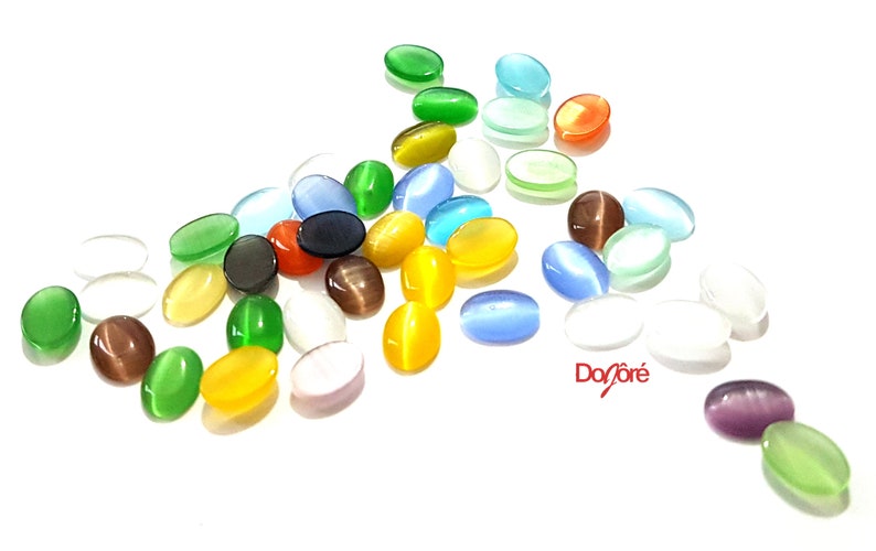 Pack of 200 Mini Oval Dome Assorted Cabochons 8mm x 5mm FlatBack Rhinestones