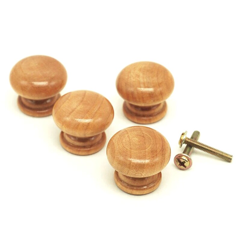 Pack of 10 Mini Brown Varnished Wood Mushroom Knobs. NO Etsy