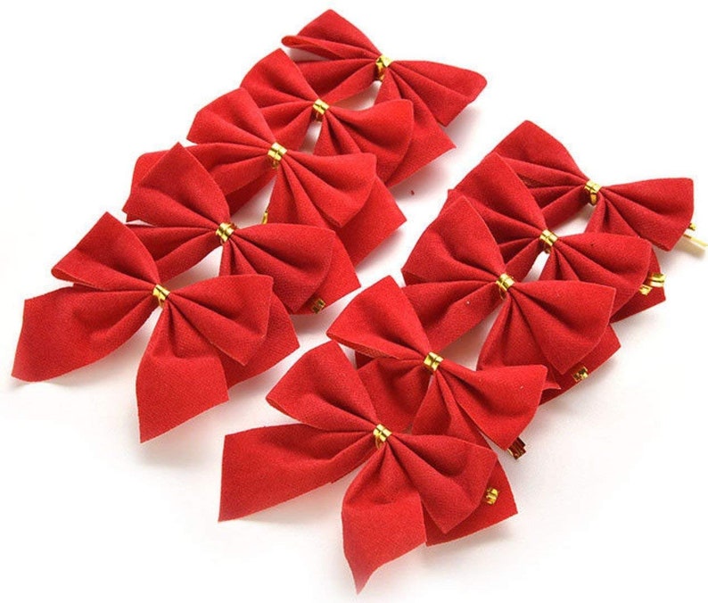 Pack of 10 Christmas Tree Ribbon Bow Appliques Different Etsy