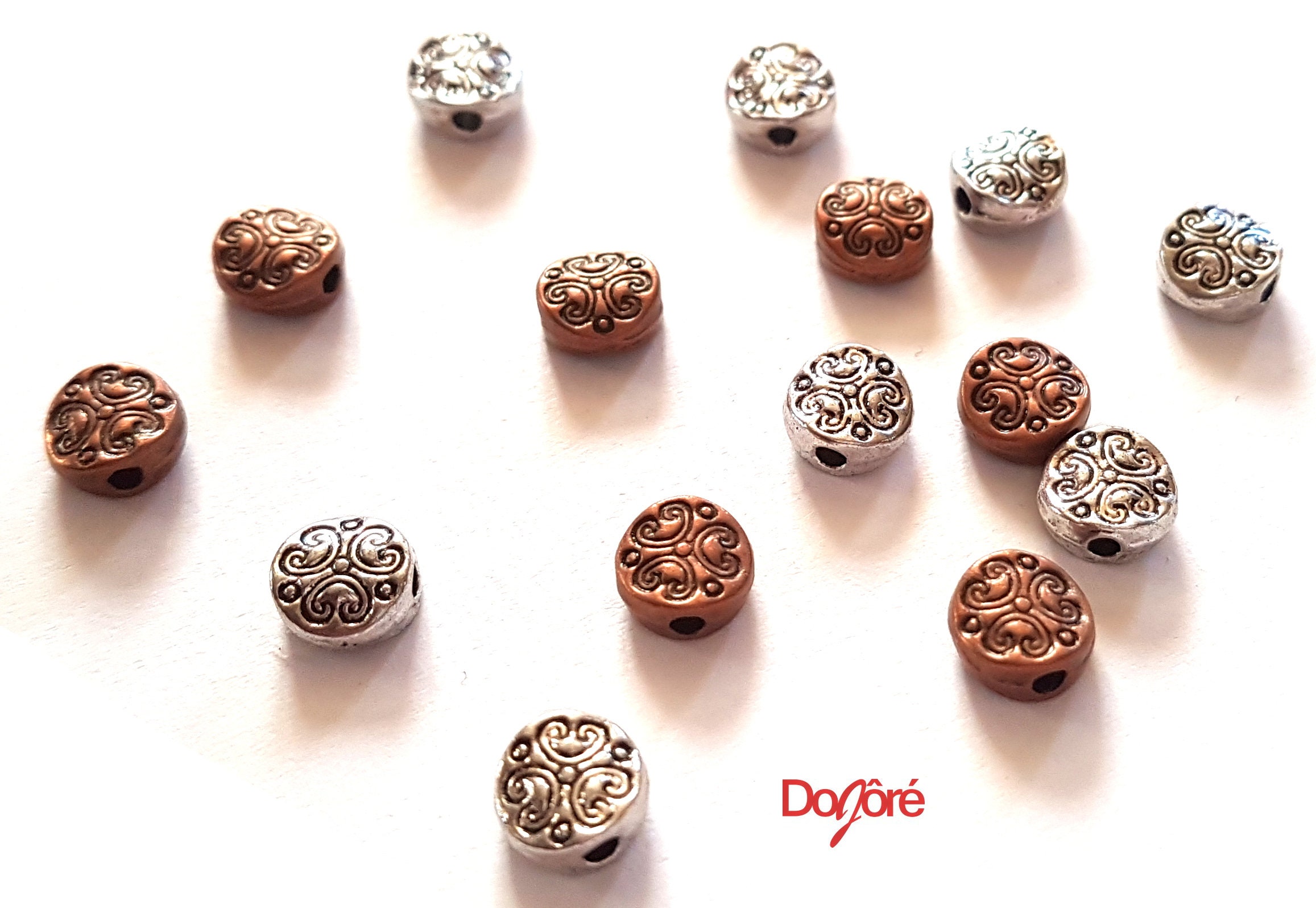 flat metal beads