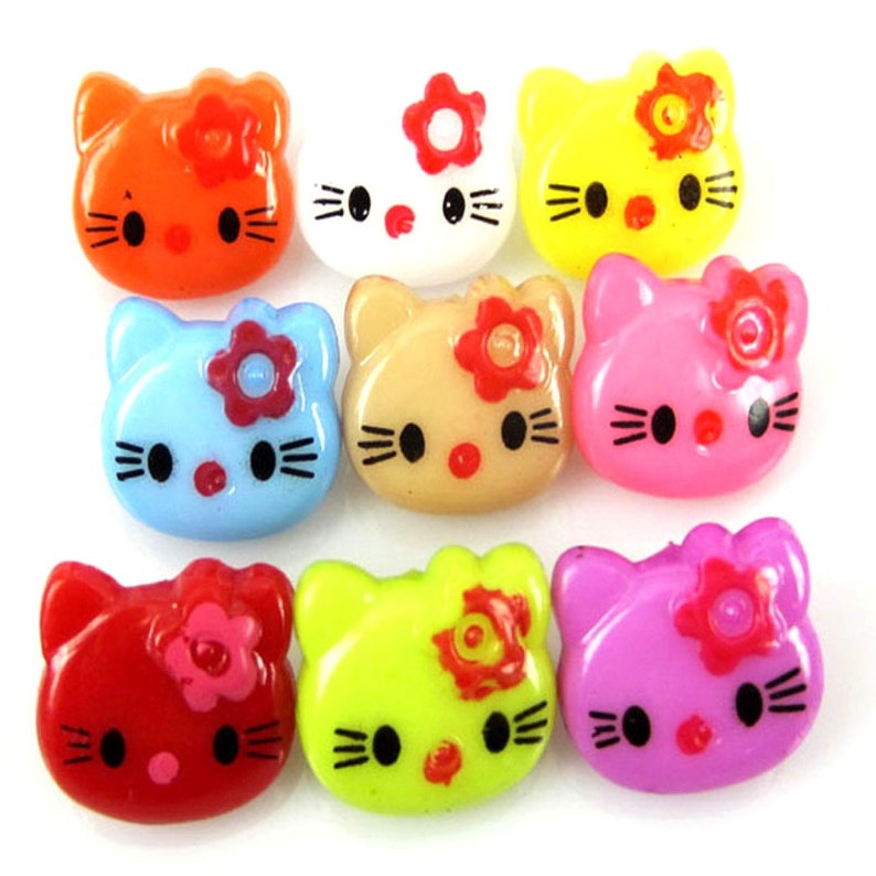 Animal Fasteners For Children Clothes Pack of 100 Assorted Mix Colours Plastic Cat Buttons