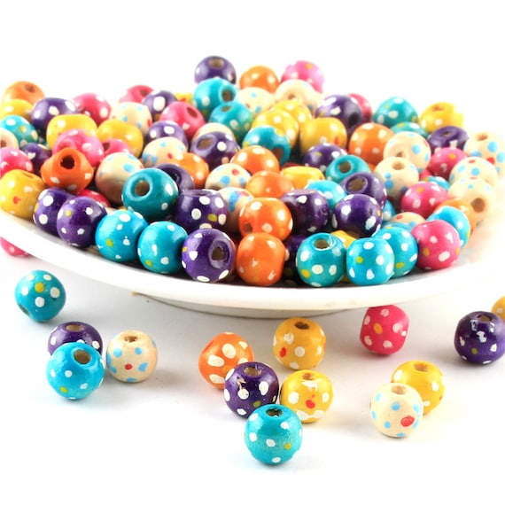 UK SELLER 9 x 7mm 100 x SPOTTY WOODEN SPACER BEADS SAME DAY *FREE* POST