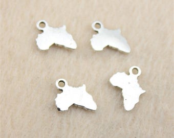 50 x Tibetan Silver Africa Charms ( 10mm x 13mm ) Alkebulan, The Motherland, Roots, Culture. Perfect for Bracelets, Earrings & Necklaces.