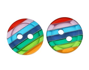 Pack of 50 Mini Resin Rainbow Stripe Buttons. 12mm Dress Maker Fasteners. LGBT PRIDE