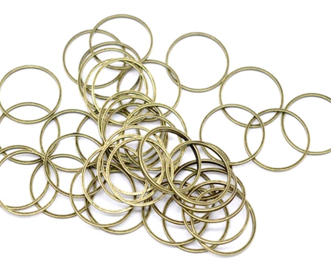 Pack of 50 Round Closed Bronze Colour Metal Rings. 20mm Jewellery Findings
