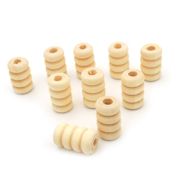 4mm HOLE 10 x 10mm DIAMETER ROUND WOODEN 5 BLACK /& 5 PINE BEADS