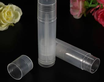 5 x Empty Transparent Lip Balm Tubes. Clear Lipstick & Gloss Containers. Perfect for Creating Your Own Cosmetics and Make-Up.
