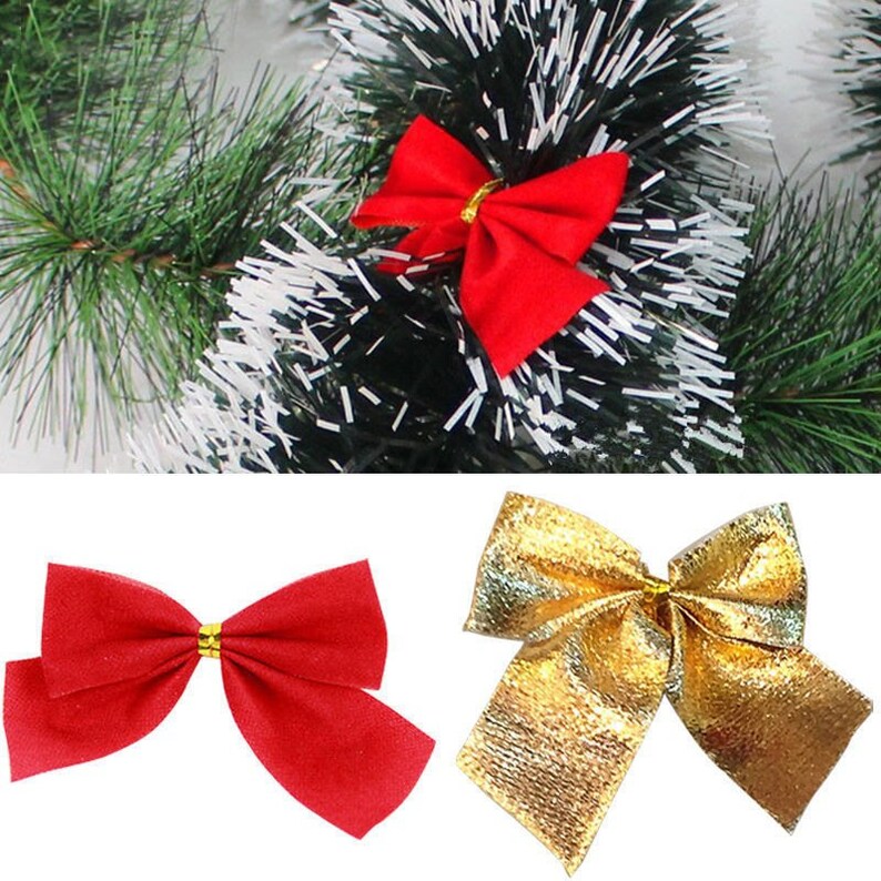 Pack of 10 Christmas Tree Ribbon Bow Appliques Different Etsy